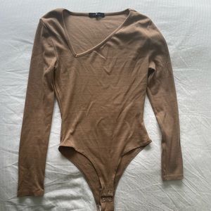 Taupe 7 For All Mankind Asymmetrical Bodysuit